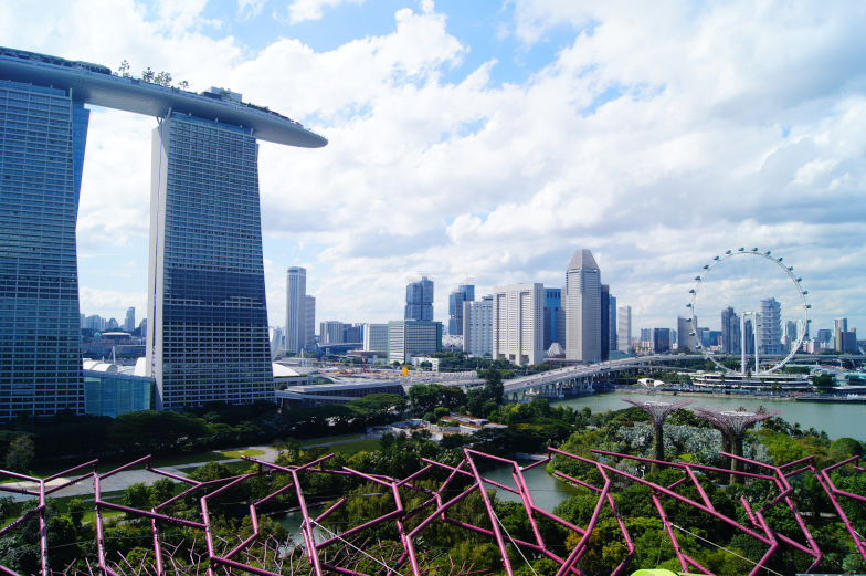 Singapur Skyline vom Gardens by the Bay