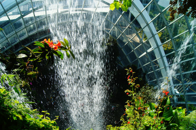 Indoor-Wasserfall Highlight im Gardens by the Bay